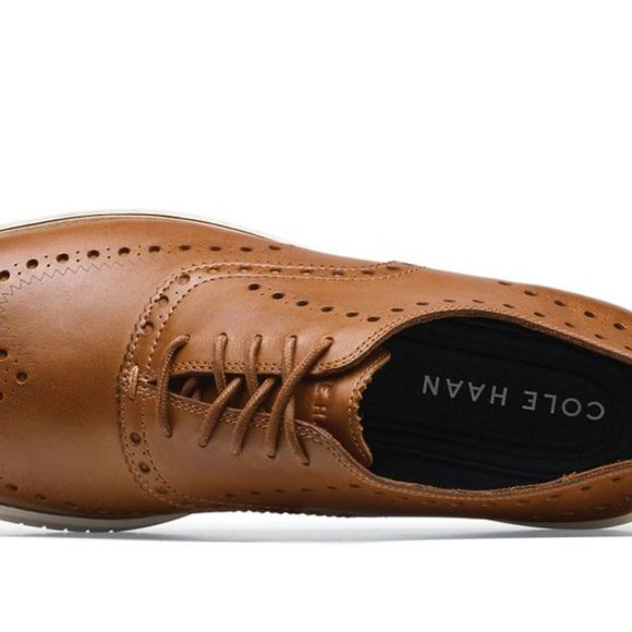 NWT Cole Haan Miles Leather Wingtip Oxford Tan Non-Slip Men’s Shoes - Picture 12 of 13